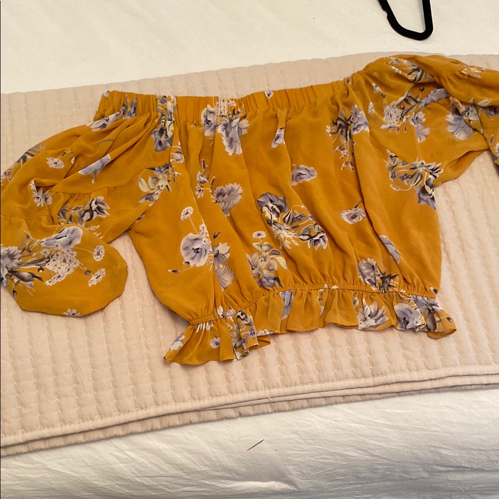 Floral Off-Shoulder Top In Mustard